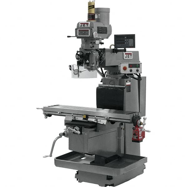 Jet - 54" Table Width x 12" Table Length, Variable Speed Pulley Control, 3 Phase Knee Milling Machine - NST40 Spindle Taper, 5 hp - Benchmark Tooling