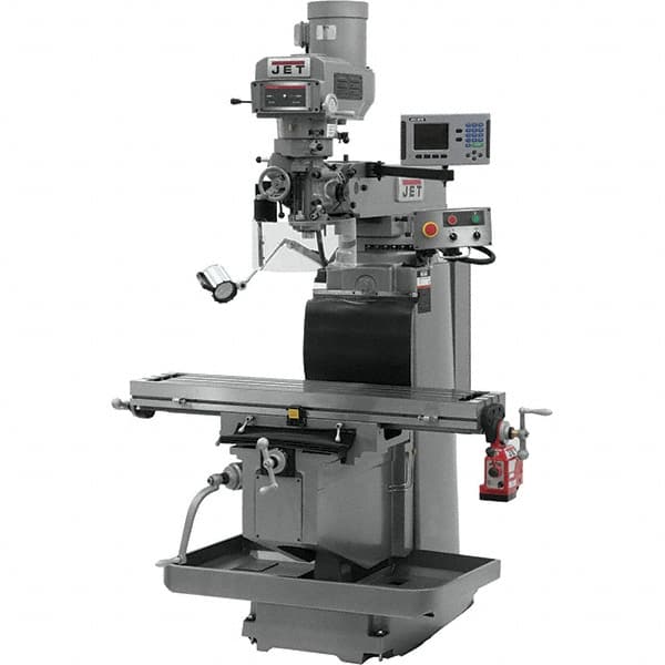 Jet - 54" Table Width x 12" Table Length, Variable Speed Pulley Control, 3 Phase Knee Milling Machine - R8 Spindle Taper, 5 hp - Benchmark Tooling