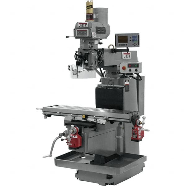 Jet - 54" Table Width x 12" Table Length, Variable Speed Pulley Control, 3 Phase Knee Milling Machine - NST40 Spindle Taper, 5 hp - Benchmark Tooling