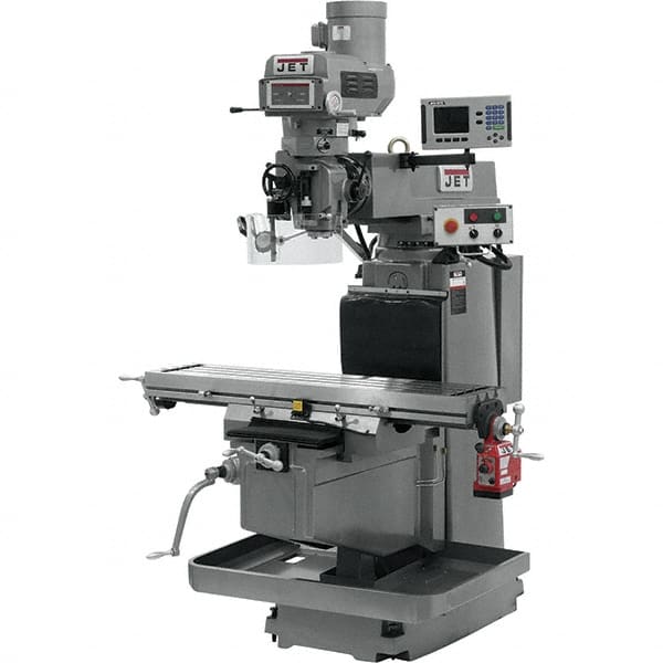 Jet - 54" Table Width x 12" Table Length, Variable Speed Pulley Control, 3 Phase Knee Milling Machine - NST40 Spindle Taper, 5 hp - Benchmark Tooling