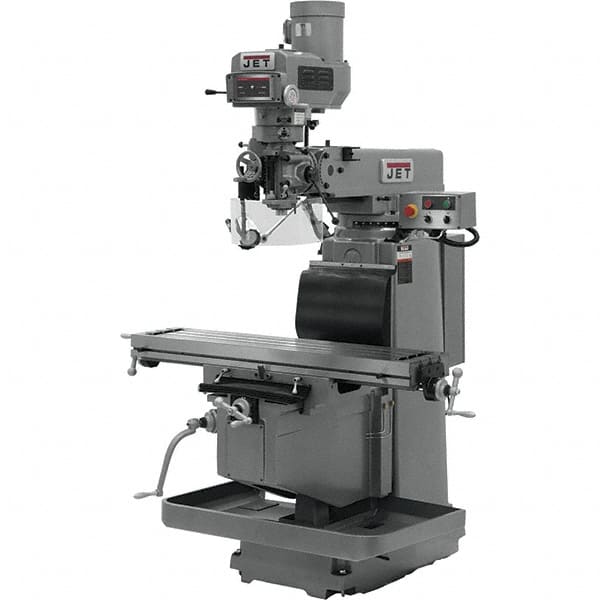 Jet - 54" Table Width x 12" Table Length, Variable Speed Pulley Control, 3 Phase Knee Milling Machine - NST40 Spindle Taper, 5 hp - Benchmark Tooling