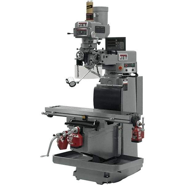 Jet - 54" Table Width x 12" Table Length, Variable Speed Pulley Control, 3 Phase Knee Milling Machine - R8 Spindle Taper, 5 hp - Benchmark Tooling