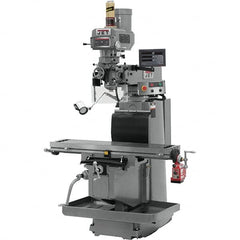 Jet - 54" Table Width x 12" Table Length, Variable Speed Pulley Control, 3 Phase Knee Milling Machine - R8 Spindle Taper, 5 hp - Benchmark Tooling