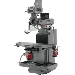 Jet - 54" Table Width x 12" Table Length, Variable Speed Pulley Control, 3 Phase Knee Milling Machine - R8 Spindle Taper, 5 hp - Benchmark Tooling