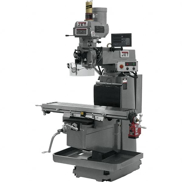 Jet - 54" Table Width x 12" Table Length, Electronic Variable Speed Control, 3 Phase Knee Milling Machine - NST40 Spindle Taper, 5 hp - Benchmark Tooling