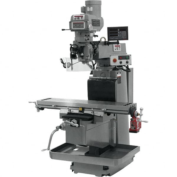 Jet - 54" Table Width x 12" Table Length, Electronic Variable Speed Control, 3 Phase Knee Milling Machine - NST40 Spindle Taper, 5 hp - Benchmark Tooling