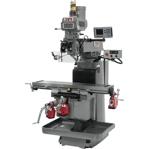 Jet - 54" Table Width x 12" Table Length, Electronic Variable Speed Control, 3 Phase Knee Milling Machine - NST40 Spindle Taper, 5 hp - Benchmark Tooling