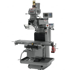 Jet - 54" Table Width x 12" Table Length, Electronic Variable Speed Control, 3 Phase Knee Milling Machine - NST40 Spindle Taper, 5 hp - Benchmark Tooling