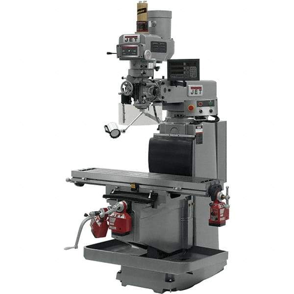 Jet - 54" Table Width x 12" Table Length, Electronic Variable Speed Control, 3 Phase Knee Milling Machine - R8 Spindle Taper, 5 hp - Benchmark Tooling