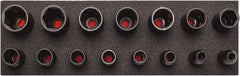 Proto - 15 Piece 1/2" Drive Black Finish Deep Well Socket Set - 6 Points, 3/8" to 1-1/4" Range, Inch Measurement Standard - Benchmark Tooling