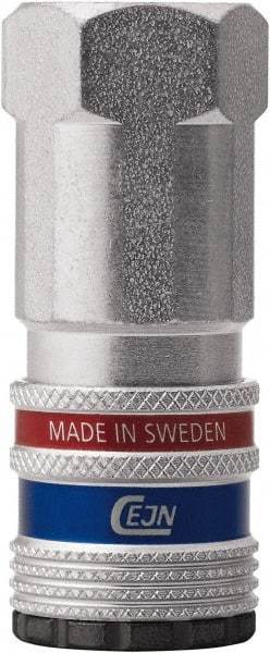 CEJN - 1/2 Female NPT ARO Pneumatic Hose Safety Coupler - Steel/Brass, 1/4" Body Diam - Benchmark Tooling