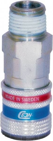 CEJN - 3/8 Male NPT ARO Pneumatic Hose Safety Coupler - Steel/Brass, 1/4" Body Diam - Benchmark Tooling