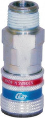 CEJN - 3/8 Male NPT ARO Pneumatic Hose Safety Coupler - Steel/Brass, 1/4" Body Diam - Benchmark Tooling
