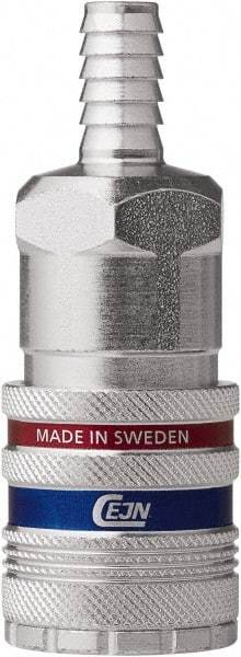 CEJN - Hose Barb Industrial Pneumatic Hose Safety Coupler - Steel/Brass, 1/2" Body Diam, 3/4" Hose ID - Benchmark Tooling