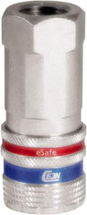CEJN - 3/8 Female NPT Industrial Pneumatic Hose Safety Coupler - Steel/Brass, 3/8" Body Diam - Benchmark Tooling