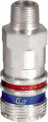 CEJN - 1/2 Male NPT Industrial Pneumatic Hose Safety Coupler - Steel/Brass, 3/8" Body Diam - Benchmark Tooling