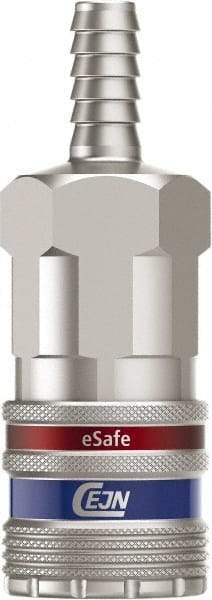 CEJN - Hose Barb Industrial Pneumatic Hose Safety Coupler - Steel/Brass, 3/8" Body Diam, 1/2" Hose ID - Benchmark Tooling