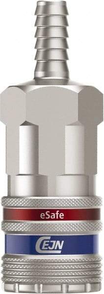 CEJN - Hose Barb Industrial Pneumatic Hose Safety Coupler - Steel/Brass, 3/8" Body Diam, 3/8" Hose ID - Benchmark Tooling