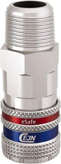 CEJN - 3/8 Male NPT European High Flow Pneumatic Hose Safety Coupler - Steel/Brass, 3/8" Body Diam - Benchmark Tooling