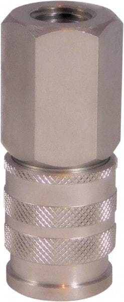 CEJN - 1/4 Female NPT Industrial Pneumatic Hose Coupler - Stainless Steel, 1/4" Body Diam - Benchmark Tooling
