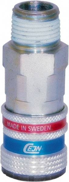CEJN - 1/4 Male NPT ARO Pneumatic Hose Safety Coupler - Steel/Brass, 1/4" Body Diam - Benchmark Tooling