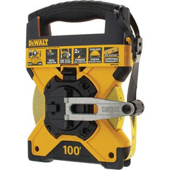DeWALT - 100' x 3/4" Yellow Fiberglass Blade Tape Measure - 1/8" Graduation, Yellow/Black ABS Plastic Case - Benchmark Tooling