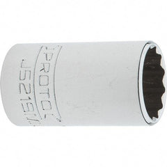 Proto - 3/8" Drive, Intermediate Hand Socket - 12 Points, 1-25/32" OAL, Steel, Full Polish Finish - Benchmark Tooling