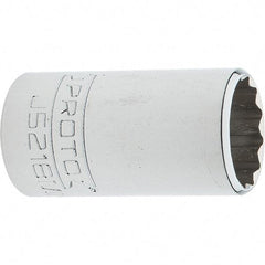 Proto - 3/8" Drive, Intermediate Hand Socket - 12 Points, 1-25/32" OAL, Steel, Full Polish Finish - Benchmark Tooling