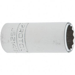 Proto - 3/8" Drive, Intermediate Hand Socket - 12 Points, 1-25/32" OAL, Steel, Full Polish Finish - Benchmark Tooling