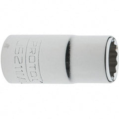 Proto - 3/8" Drive, Intermediate Hand Socket - 12 Points, 1-33/64" OAL, Steel, Full Polish Finish - Benchmark Tooling