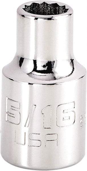 Proto - 5/16", 3/8" Drive, Intermediate Hand Socket - 12 Points, 1-15/64" OAL, Steel, Full Polish Finish - Benchmark Tooling