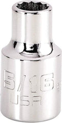 Proto - 5/16", 3/8" Drive, Intermediate Hand Socket - 12 Points, 1-15/64" OAL, Steel, Full Polish Finish - Benchmark Tooling