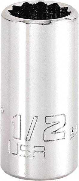 Proto - 1/2", 3/8" Drive, Intermediate Hand Socket - 12 Points, 1-15/64" OAL, Steel, Full Polish Finish - Benchmark Tooling