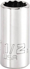 Proto - 1/2", 3/8" Drive, Intermediate Hand Socket - 12 Points, 1-15/64" OAL, Steel, Full Polish Finish - Benchmark Tooling