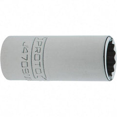 Proto - 1/4" Drive, Intermediate Hand Socket - 12 Points, 1-17/64" OAL, Steel, Full Polish Finish - Benchmark Tooling