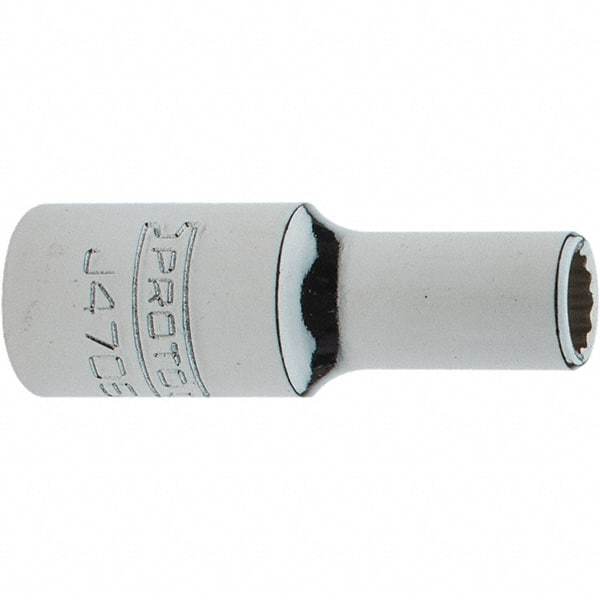 Proto - 1/4" Drive, Intermediate Hand Socket - 12 Points, 1-17/64" OAL, Steel, Full Polish Finish - Benchmark Tooling