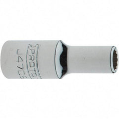 Proto - 1/4" Drive, Intermediate Hand Socket - 12 Points, 1-17/64" OAL, Steel, Full Polish Finish - Benchmark Tooling