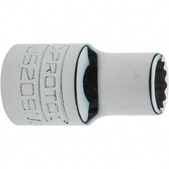 Proto - 3/8" Drive, Intermediate Hand Socket - 12 Points, 1-17/64" OAL, Steel, Full Polish Finish - Benchmark Tooling