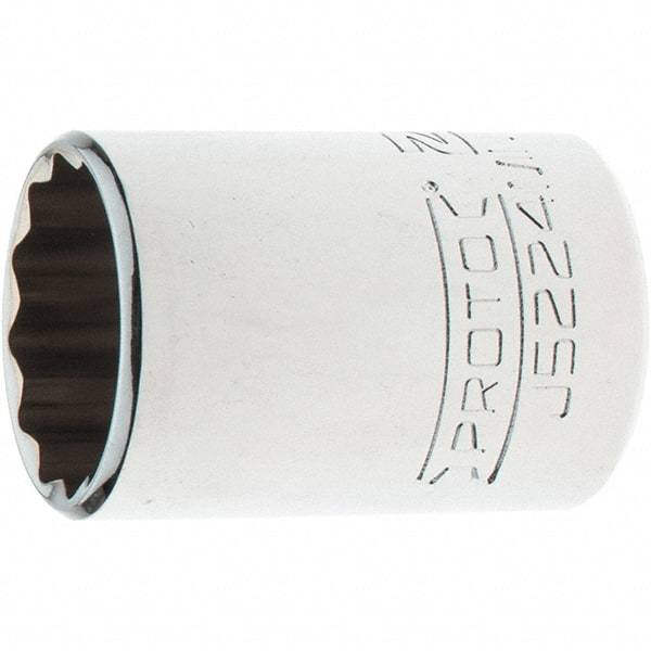 Proto - 3/8" Drive, Intermediate Hand Socket - 12 Points, 1-25/32" OAL, Steel, Full Polish Finish - Benchmark Tooling