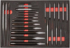 Proto - 26 Piece Diamont Point Chisel, Cold Chisel, Solid, Pin & Center Punch Set - 1/4 to 1-3/16" Chisel, 1/16 to 3/8" Punch - Benchmark Tooling