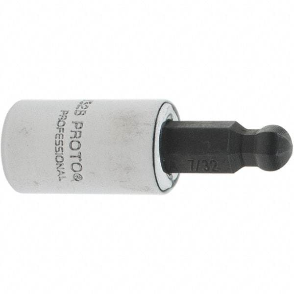 Proto - 1/4" Drive, 7/32" Hex Bit Socket - 1-1/2" OAL, 1.047" Bit Length, Ball End - Benchmark Tooling