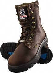 Steel Blue - Men's Size 13 Wide Width Steel Work Boot - Oak, Leather Upper, TPU Outsole, 8" High, Lace-Up - Benchmark Tooling