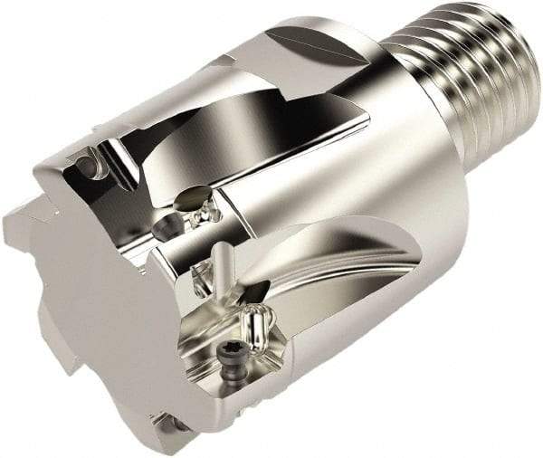 Seco - 1-1/2" Cut Diam, 66.33mm OAL, Indexable Square Shoulder Helical End Mill - XO.. 10T3 Inserts, M20 Modular Connection, 90° Lead Angle, Series Turbo - Benchmark Tooling