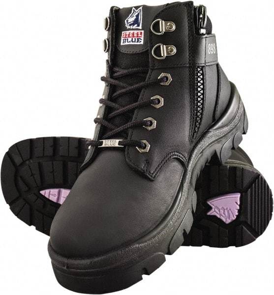 Steel Blue - Men's Size 15 Medium Width Steel Industrial Hiker - Black, Leather Upper, TPU Outsole, 5" High, Side Zip, Lace-Up - Benchmark Tooling