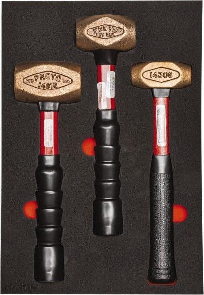 Proto - 3 Piece, 2-5/8, 1-1/2, 1 Lb Head Weight, Dead Blow Hammer Set - 12" OAL, Fiberglass Handles - Benchmark Tooling