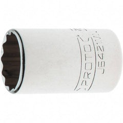 Proto - 1/2" Drive, Standard Hand Socket - 12 Points, 1-13/32" OAL, Steel, Chrome Finish - Benchmark Tooling