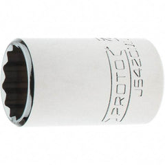 Proto - 1/2" Drive, Standard Hand Socket - 12 Points, 1-3/4" OAL, Steel, Chrome Finish - Benchmark Tooling