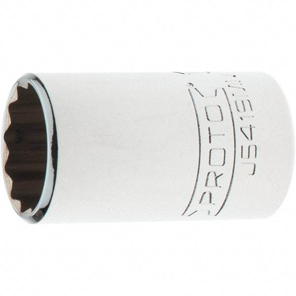 Proto - 1/2" Drive, Standard Hand Socket - 12 Points, 1-3/4" OAL, Steel, Chrome Finish - Benchmark Tooling