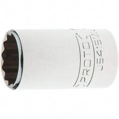 Proto - 1/2" Drive, Standard Hand Socket - 12 Points, 1-3/4" OAL, Steel, Chrome Finish - Benchmark Tooling