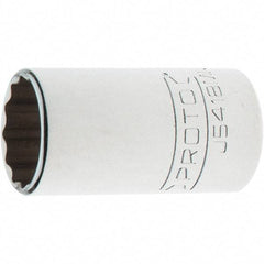 Proto - 1/2" Drive, Standard Hand Socket - 12 Points, 1-47/64" OAL, Steel, Chrome Finish - Benchmark Tooling